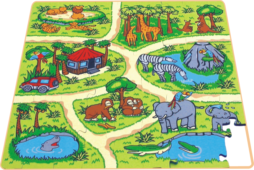 教學與玩具 - The Zoo Printed Puzzle Mat